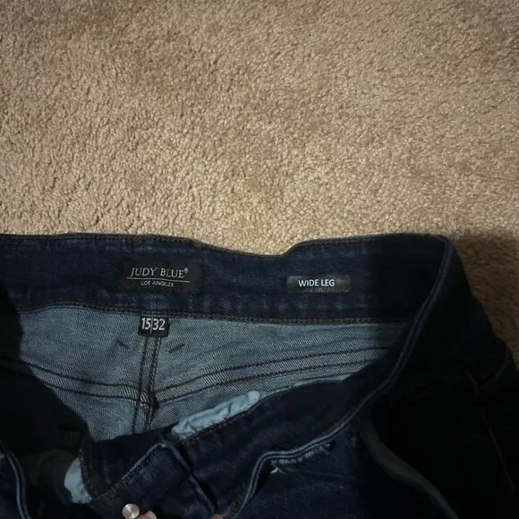 Judy Blue Wide Leg Dark Wash Jeans 15 (32 waist) - Picture 3 of 6
